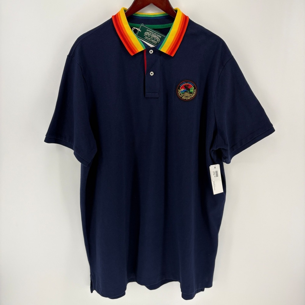 NWT Polo Ralph Lauren Polo Country Sportsman XXL Outdoor Rainbow Collar Navy - Picture 2 of 15